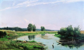 landscape with lake 1886 Ivan Ivanovich green Oil Paintings